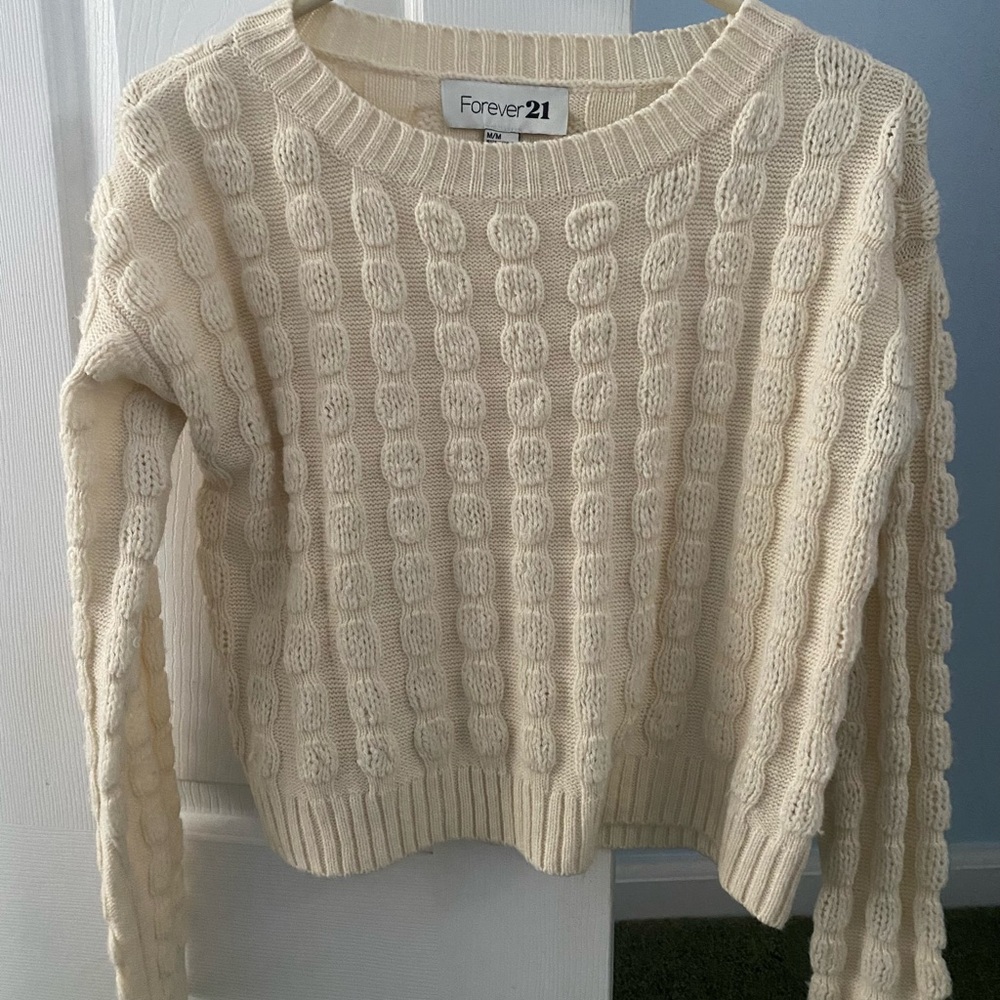 Forever 21 Ivory Cable Knit Sweater